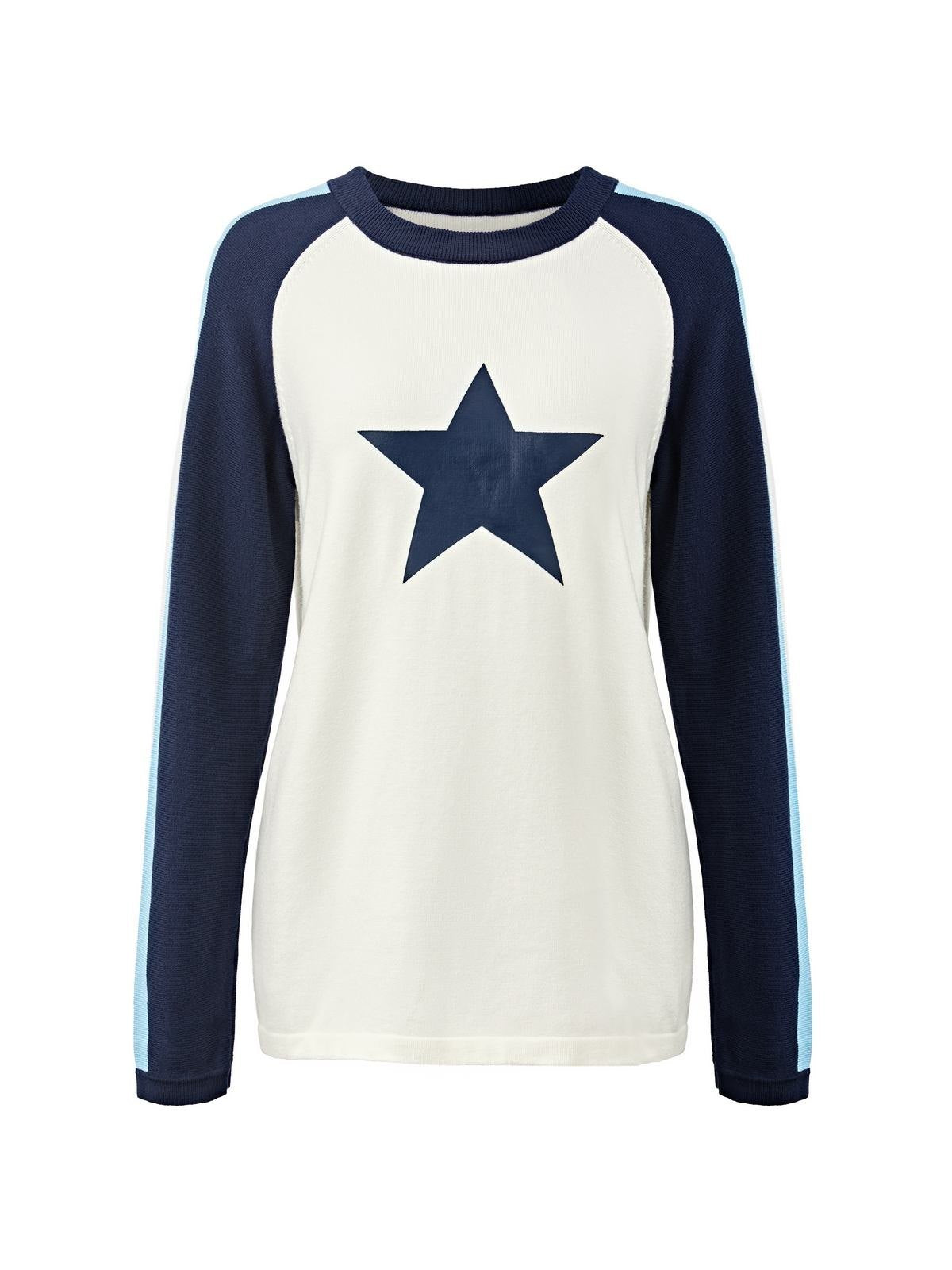 Raglan Sleeve Star Print Pullover Sweater