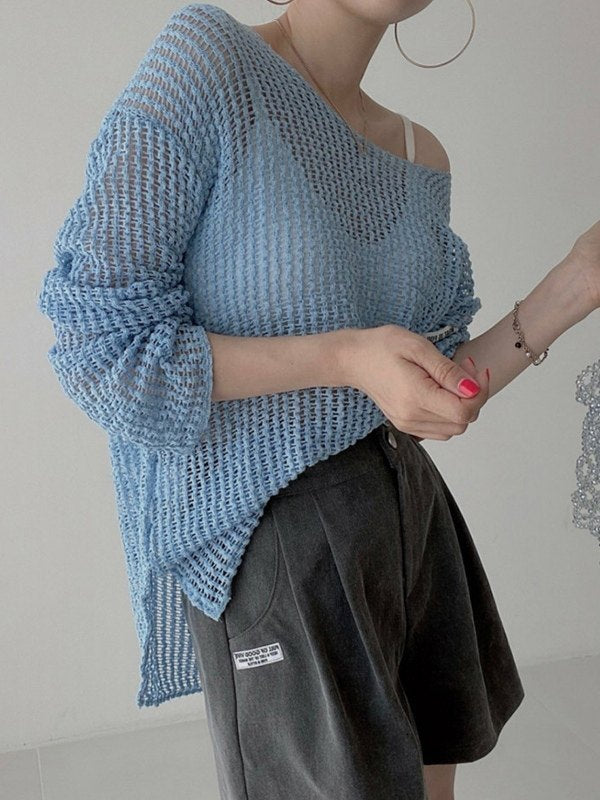 Oversized Hollow Out Crochet Knit Top