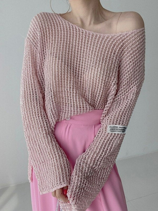 Oversized Hollow Out Crochet Knit Top