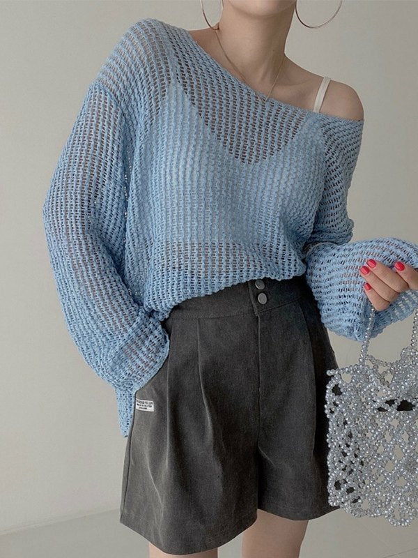 Oversized Hollow Out Crochet Knit Top