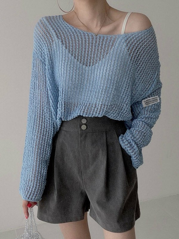 Oversized Hollow Out Crochet Knit Top