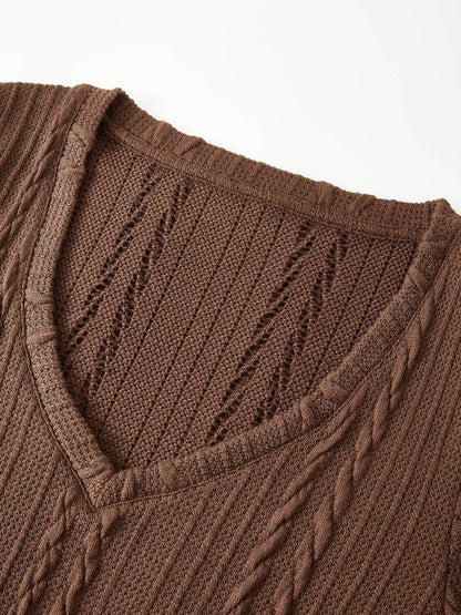 Vintage V Neck Cable Knit Top