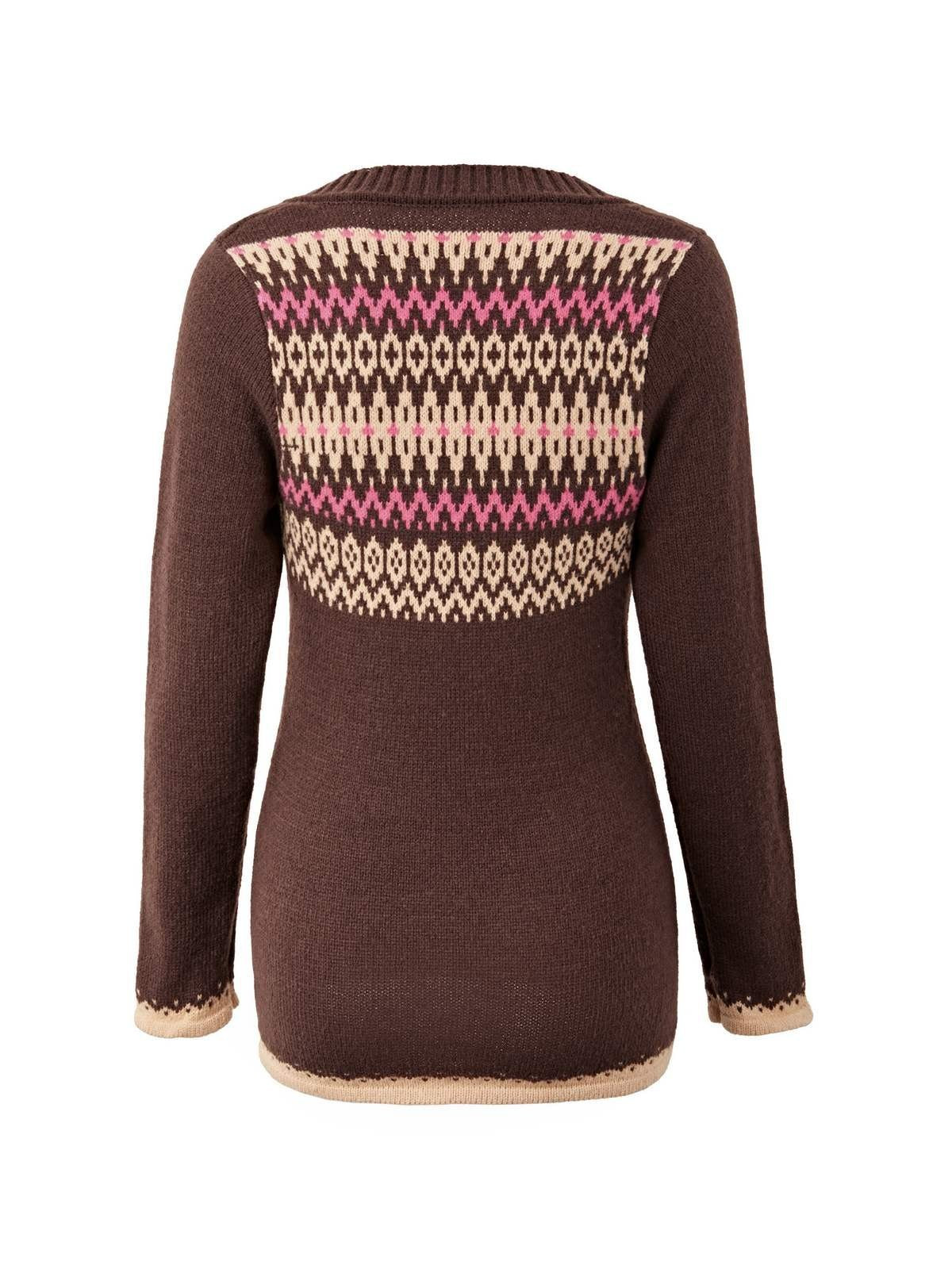 Button Front Jacquard Knitted Sweater