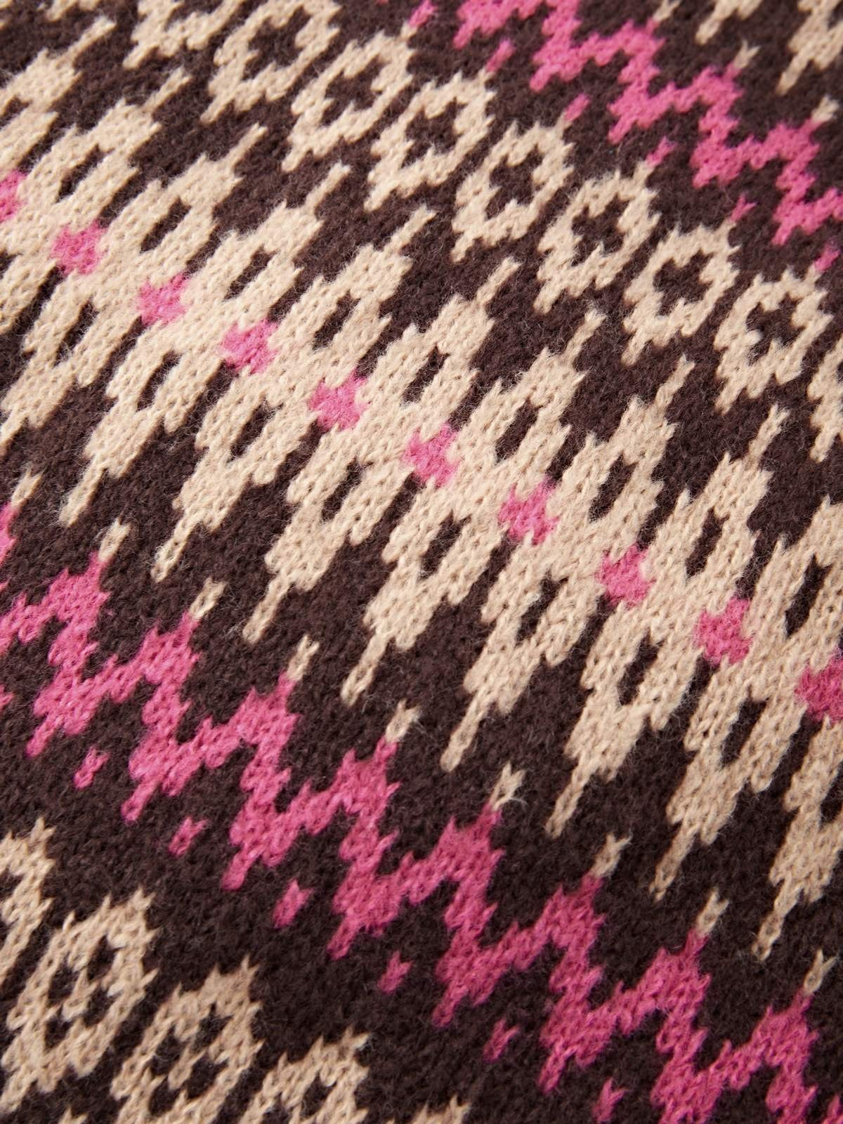 Button Front Jacquard Knitted Sweater