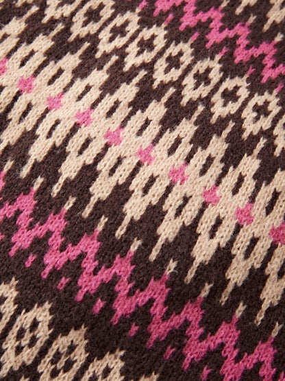 Button Front Jacquard Knitted Sweater