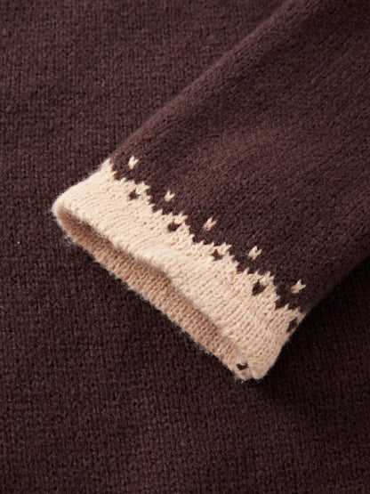 Button Front Jacquard Knitted Sweater