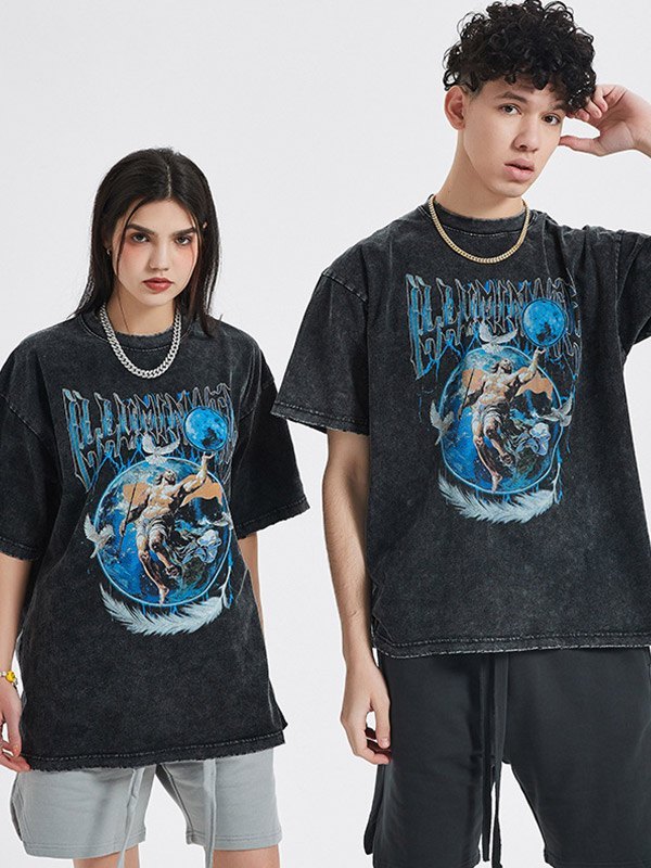 Unisex Acid Wash Vintage Graphic Tee