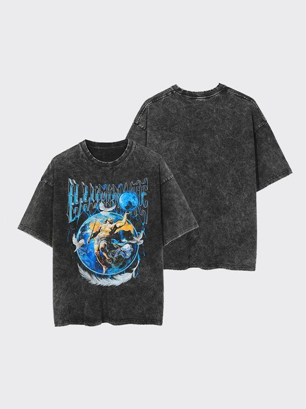 Unisex Acid Wash Vintage Graphic Tee