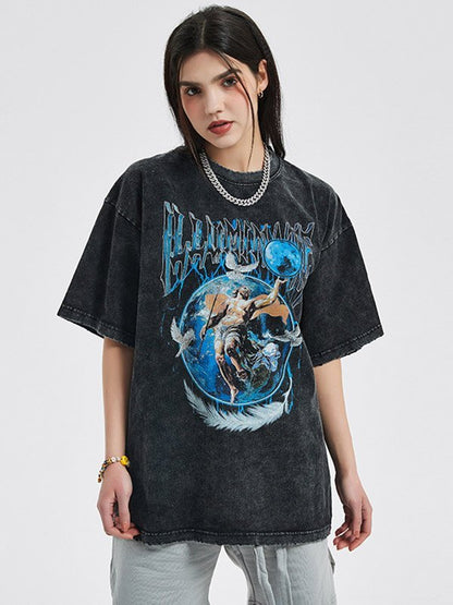 Unisex Acid Wash Vintage Graphic Tee