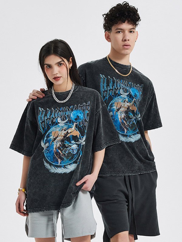 Unisex Acid Wash Vintage Graphic Tee