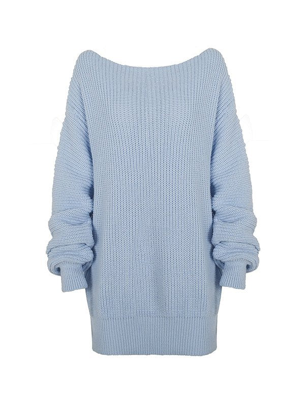 Multi-wear Lantern Sleeve Casual Sweater Dress
