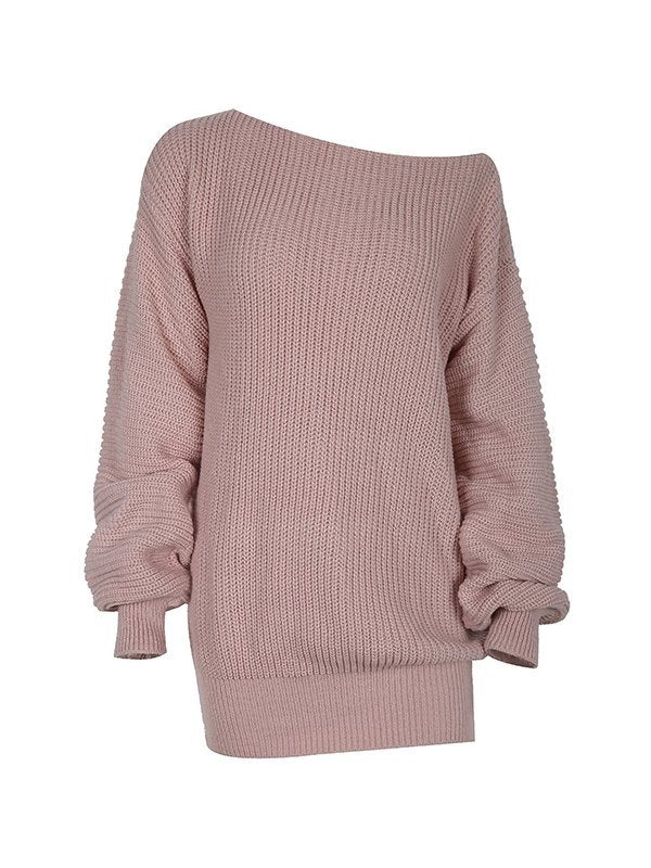 Multi-wear Lantern Sleeve Casual Sweater Dress