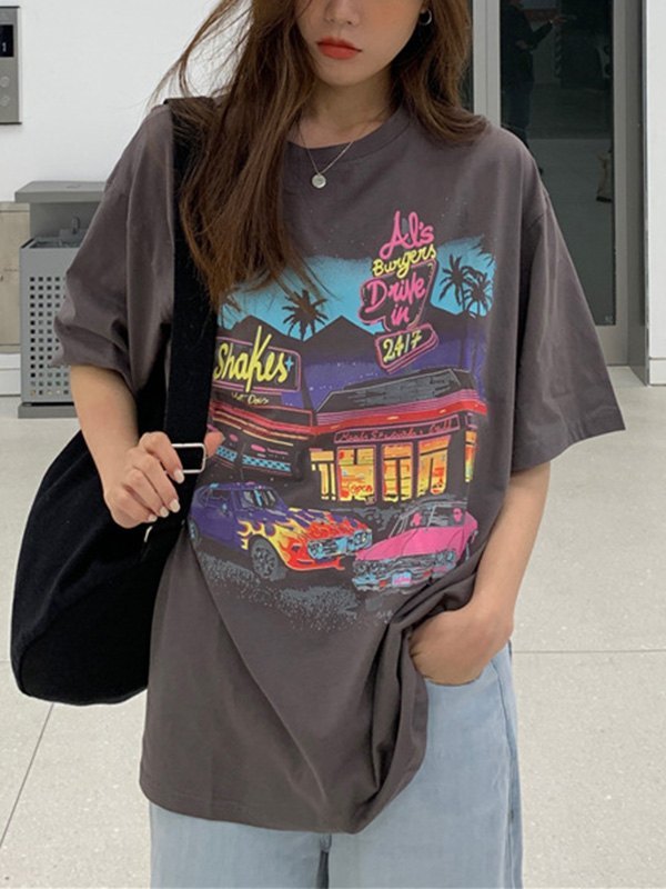 Motel Graphic Short Sleeve Oversized Tee