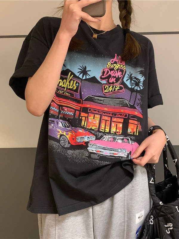 Motel Graphic Short Sleeve Oversized Tee