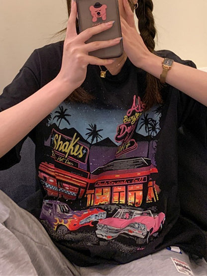 Motel Graphic Short Sleeve Oversized Tee