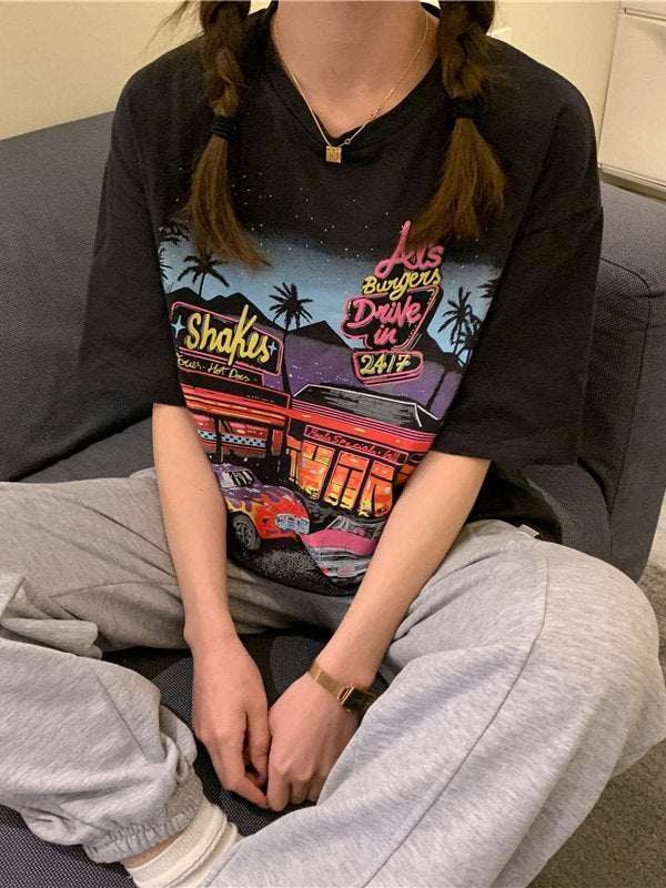 Motel Graphic Short Sleeve Oversized Tee