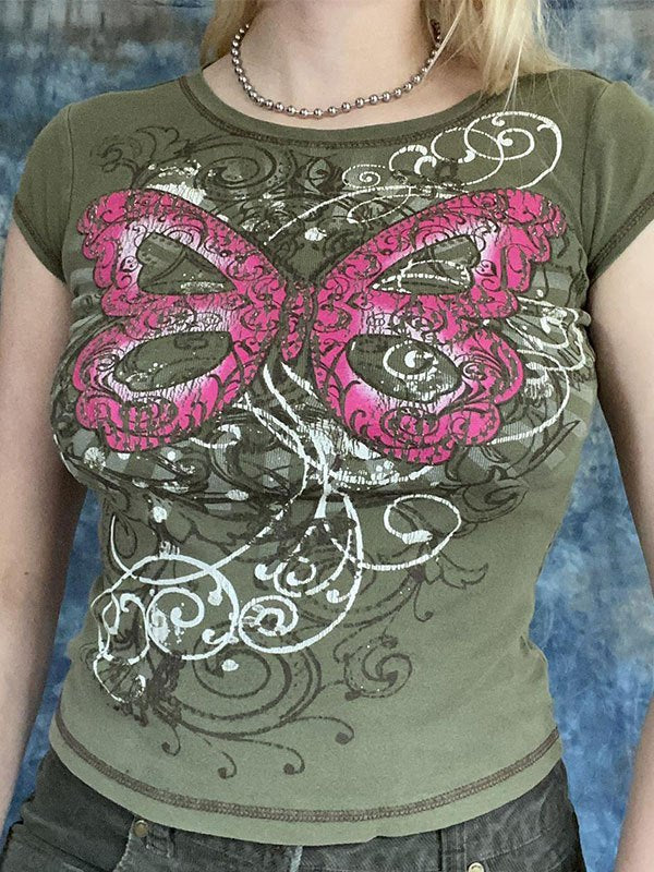 Butterfly Print Crop Top