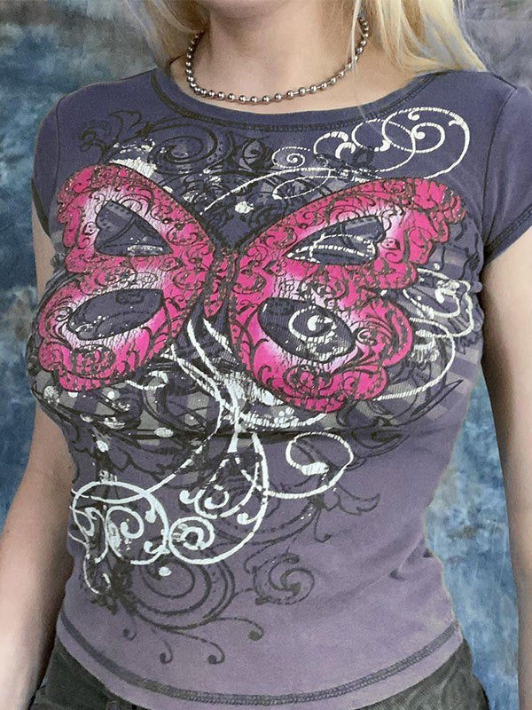 Butterfly Print Crop Top