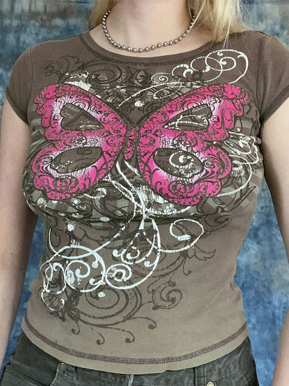 Butterfly Print Crop Top