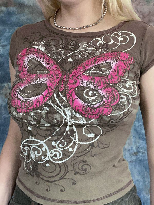 Butterfly Print Crop Top