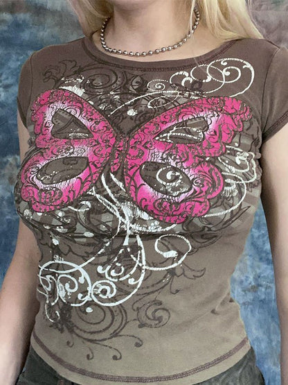 Butterfly Print Crop Top