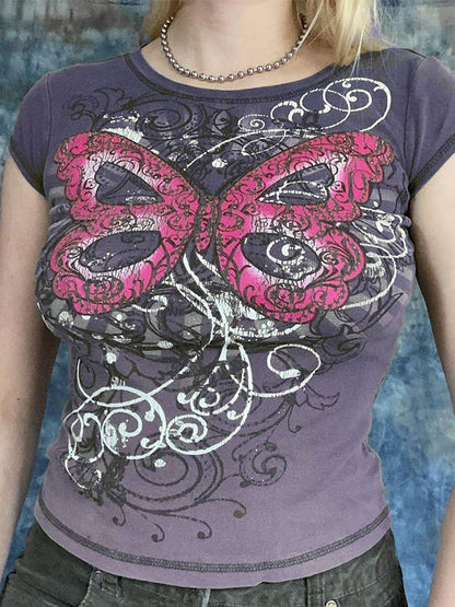 Butterfly Print Crop Top