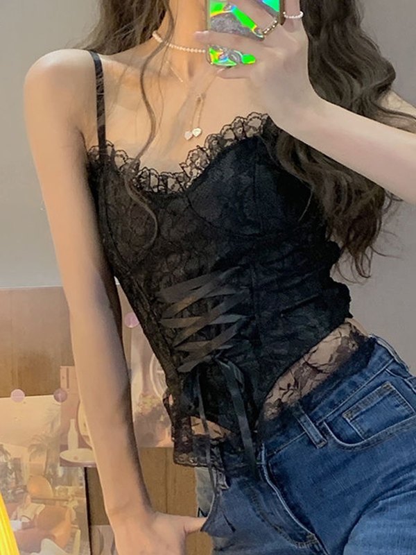 Tie Front Lace Corset Top