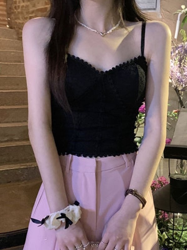 Smocked Lace Padded Corset Top