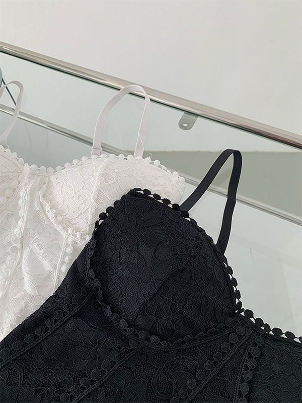 Smocked Lace Padded Corset Top