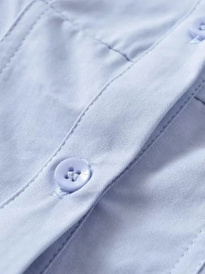 Pleated Button Down Long Sleeve Blouse
