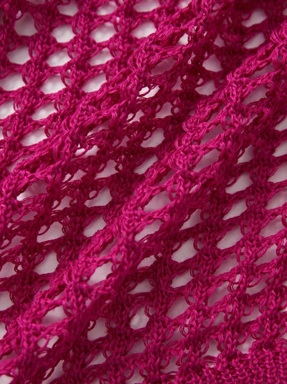 Open Front Hollow Out Crochet Knit Crop Top
