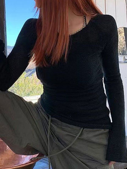 Long Sleeve Backless Knit Top