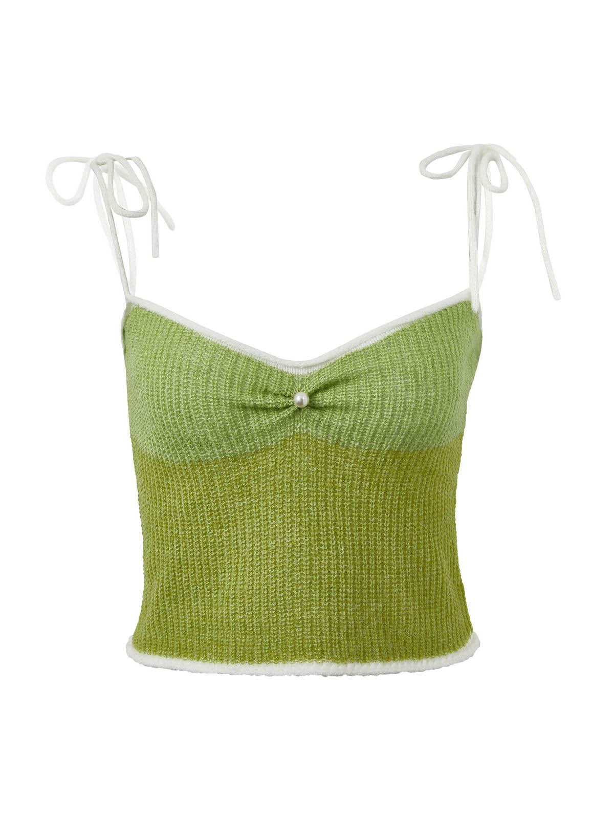 Lace Up Knitted Crop Cami Top