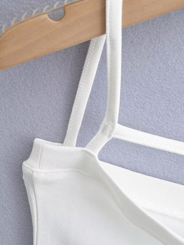 Solid Color Y2k Hollow Out Crop Cami Top