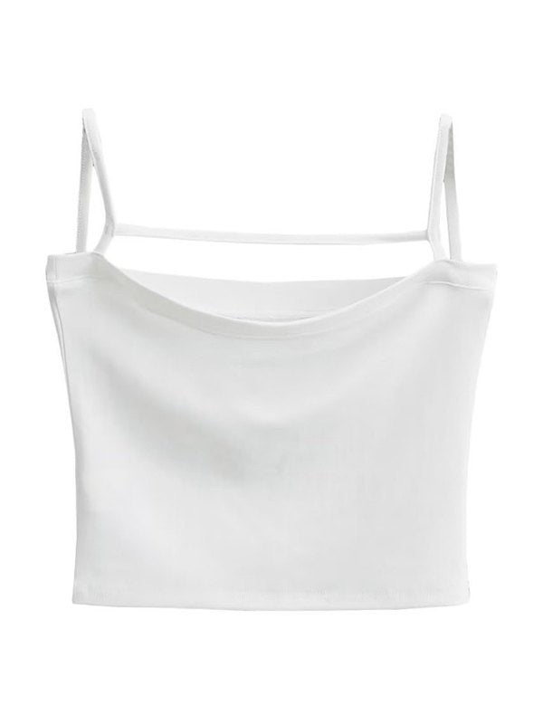 Solid Color Y2k Hollow Out Crop Cami Top