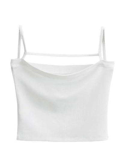 Solid Color Y2k Hollow Out Crop Cami Top