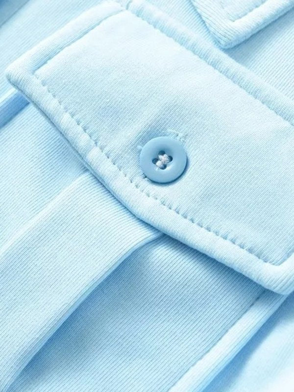 Front Pocket Buttoned Cropped Blouse