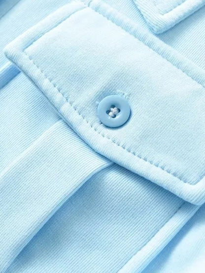 Front Pocket Buttoned Cropped Blouse