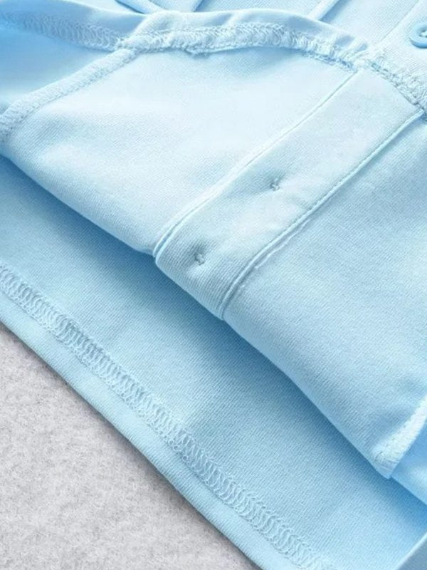 Front Pocket Buttoned Cropped Blouse