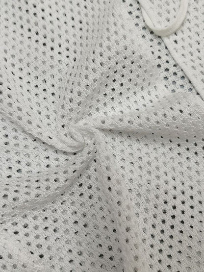 White Tie Front Open Knit Crop Top