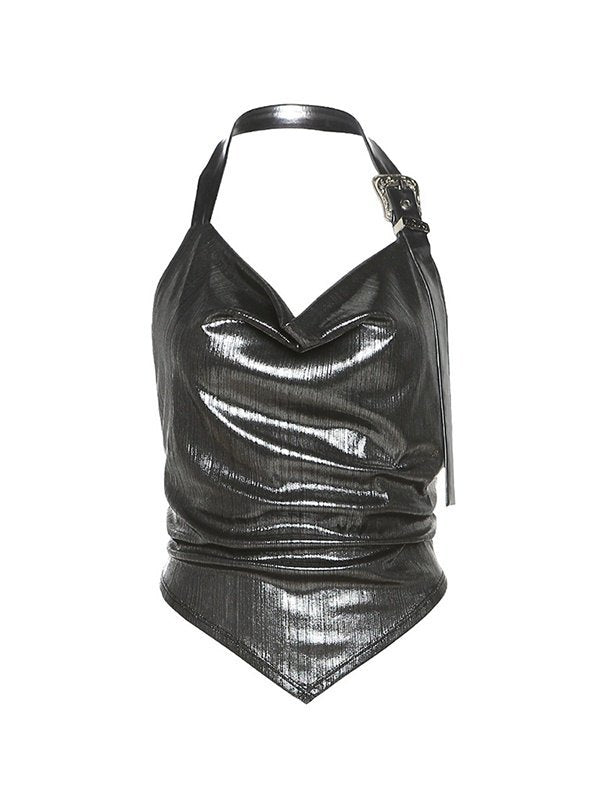 Halter Neck Sexy Backless Reflective Tops&Camis