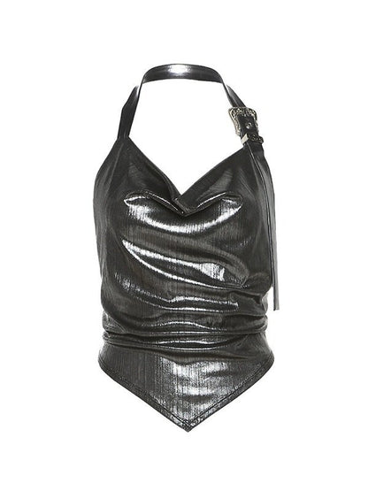 Halter Neck Sexy Backless Reflective Tops&Camis
