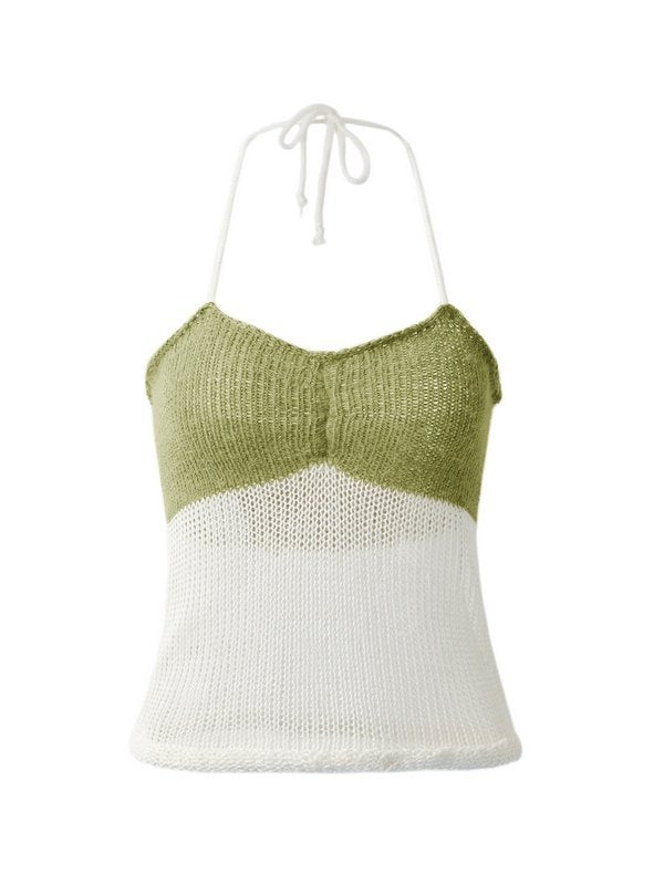 Lace Up Knitted Crop Cami Top