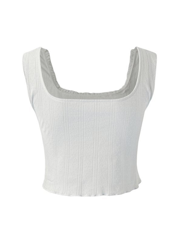 Square Neck Lace Stitching Crop Cami Top