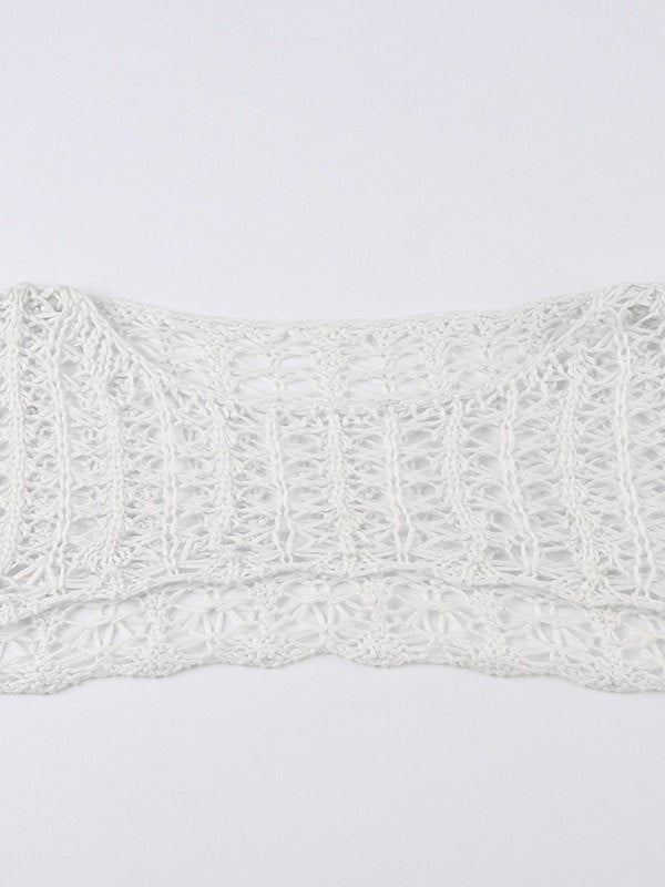 Retro Hollow Short Knit Crop Top