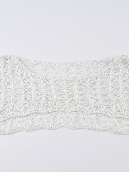 Retro Hollow Short Knit Crop Top