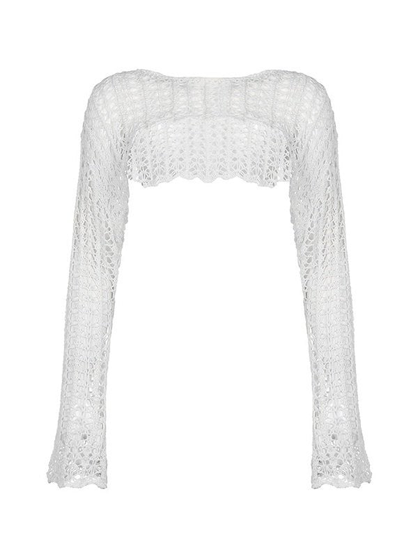 Retro Hollow Short Knit Crop Top