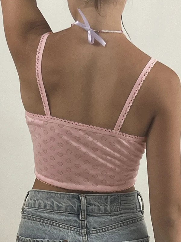 Lace Stitching Hollow Cropped Tank Top