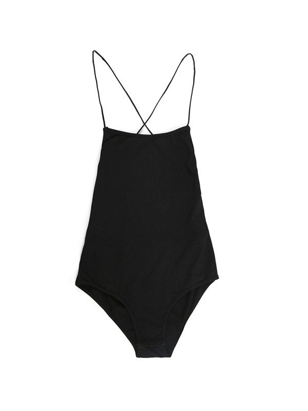 Sleeveless Open Back Black Bodysuit