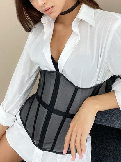 Mesh See Through Straps Corset Top